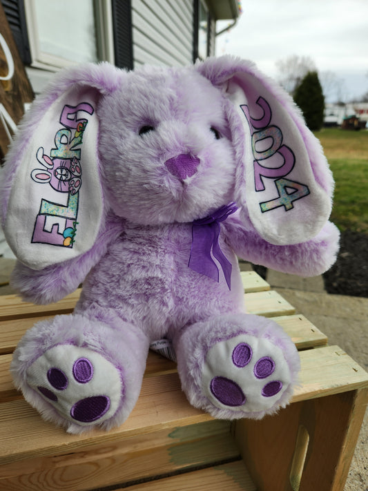 Purple Pastel Alpha Easter Bunny Personalized Stuffed Plush